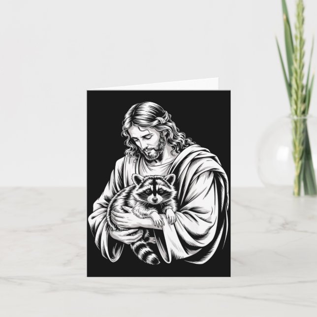 Tarjeta Mapache de basura Jesús Mapache Mapache destrozado (Anverso)
