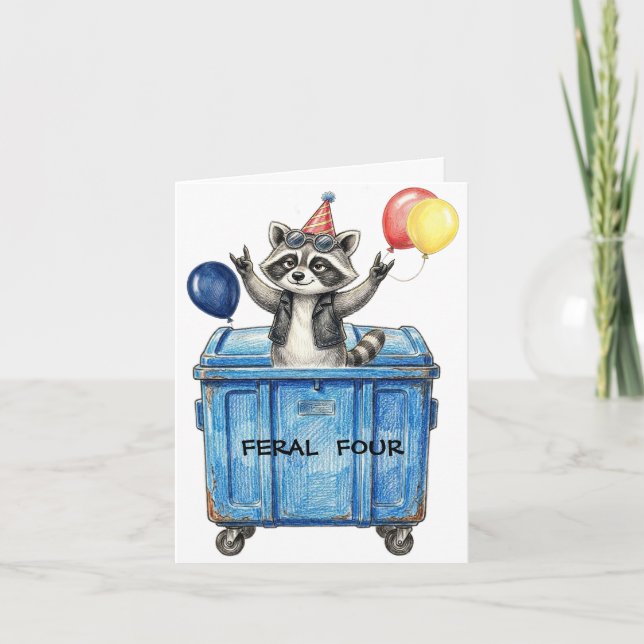 Tarjeta Mapache de cumpleaños salvaje (Anverso)