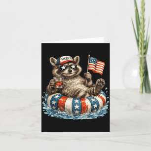 Tarjeta Mapache Divertido 4 De Julio América Patriótico Am