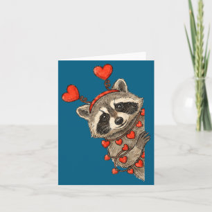 Tarjeta Mapache Divertido Corazón San Valentín Animal Aman