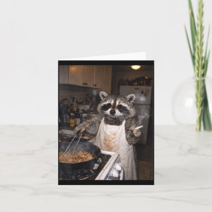 Tarjeta Mapache divertido de cocina retro mapache fumando