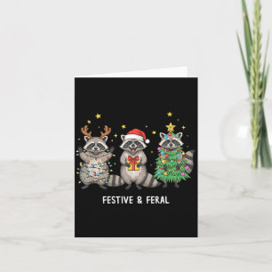 Tarjeta Mapache divertido de Navidad - Feral pero festivo