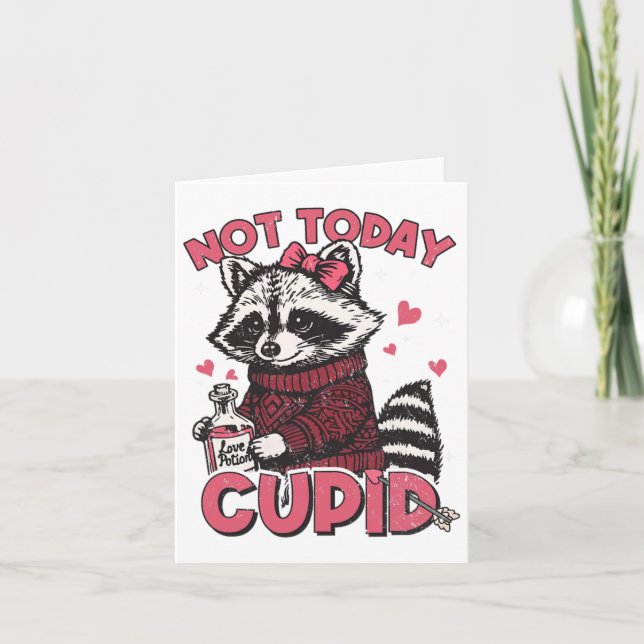 Tarjeta Mapache Divertido No Hoy Cupido Meme De San Valent (Anverso)