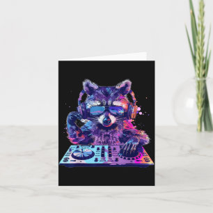 Tarjeta Mapache Dj Edm Techno House Música Animal Divertid