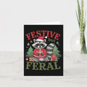 Tarjeta Mapache Feroz Festivo Animal Santa Navidad X