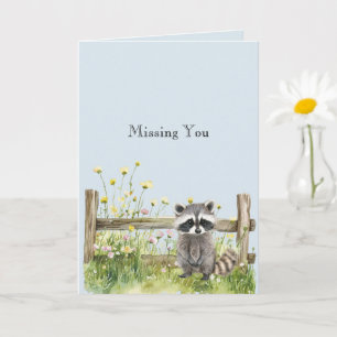Tarjeta Mapache Flores Amarillas Valla Te Extraño