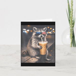 Tarjeta Mapache genial bebiendo café helado divertido meme