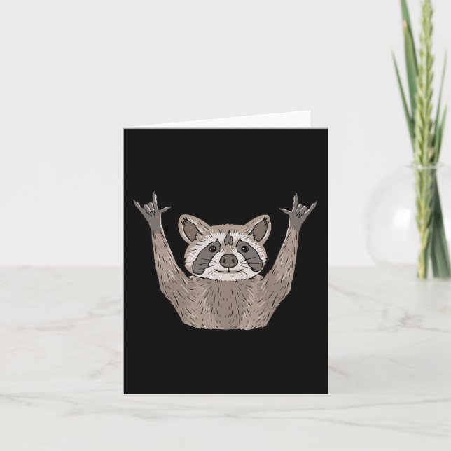 Tarjeta Mapache ILY gesto de mano en ASL Sordera Pérdida d (Anverso)