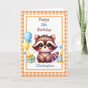 Tarjeta Mapache Lindo Cumpleaños para Niños de Cualquier E