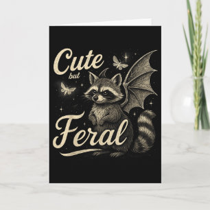 Tarjeta Mapache lindo pero feroz con alas de murciélago An