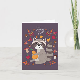 Tarjeta Mapache otoñal lindo con texto personalizado