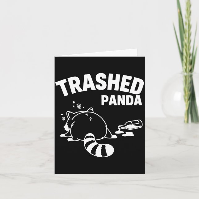 Tarjeta Mapache Panda Destrozado Divertido Se Emborracha (Anverso)