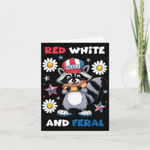Tarjeta Mapache patriótico de rojo blanco América 