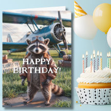 Mapache piloto de cumpleaños y foto de avión diver