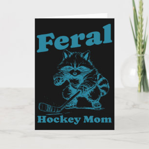 Tarjeta Mapache Retro Salvaje Jugador de Hockey Madre