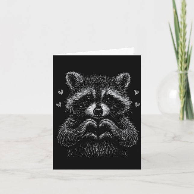 Tarjeta Mapache Roba Corazones San Valentín Mapache Meme G (Anverso)