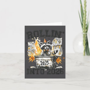 Tarjeta Mapache rodando hacia 2026 divertido incendio de c