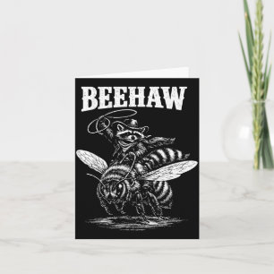 Tarjeta Mapache Vaquero Divertido Beehaw Montando Abeja Oc