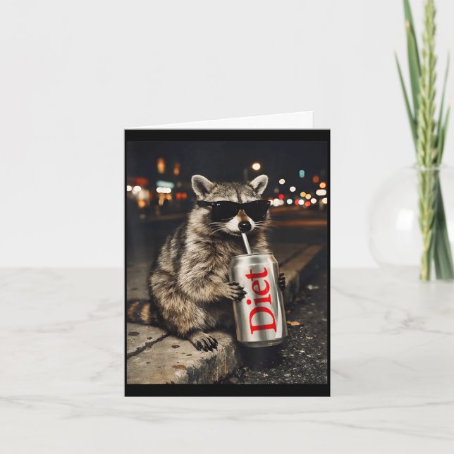 Tarjeta Mapaches refresco de dieta divertido meme de anima (Anverso)