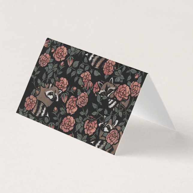 Tarjeta Mapaches Rosa Polvoriento Vintage  (Anverso)