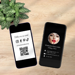 Tarjeta maquillaje artista foto código qr código negocio d