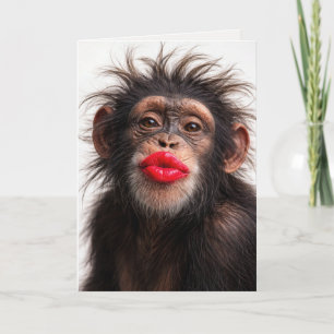 Tarjeta Maquillaje de labios rojos de cumpleaños en un chi