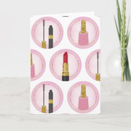 Tarjeta Maquillaje Rosa Cosméticos Patrón Cosmetología