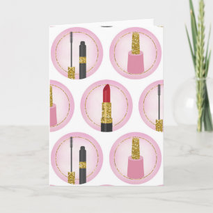 Tarjeta Maquillaje Rosa Cosméticos Patrón Cosmetología