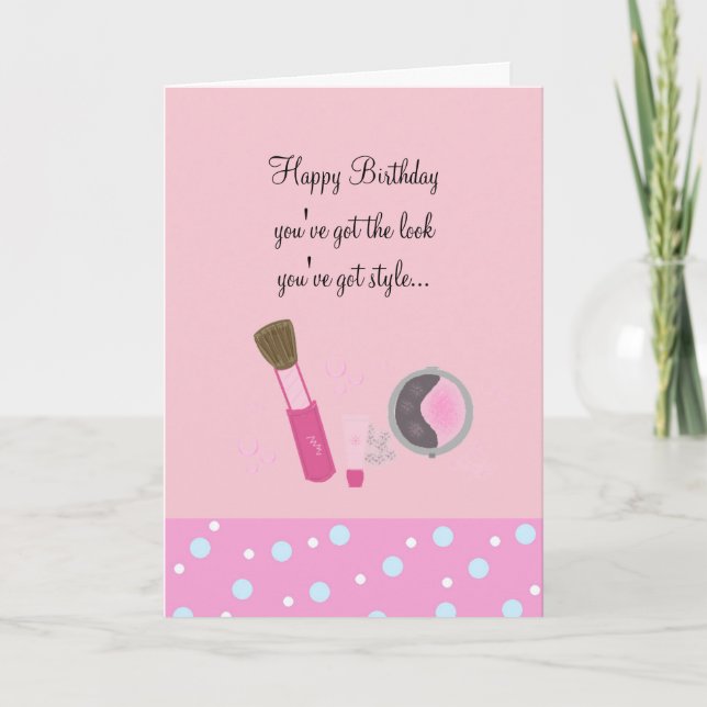 Tarjeta Maquillaje Rosa Tienes Estilo (Anverso)