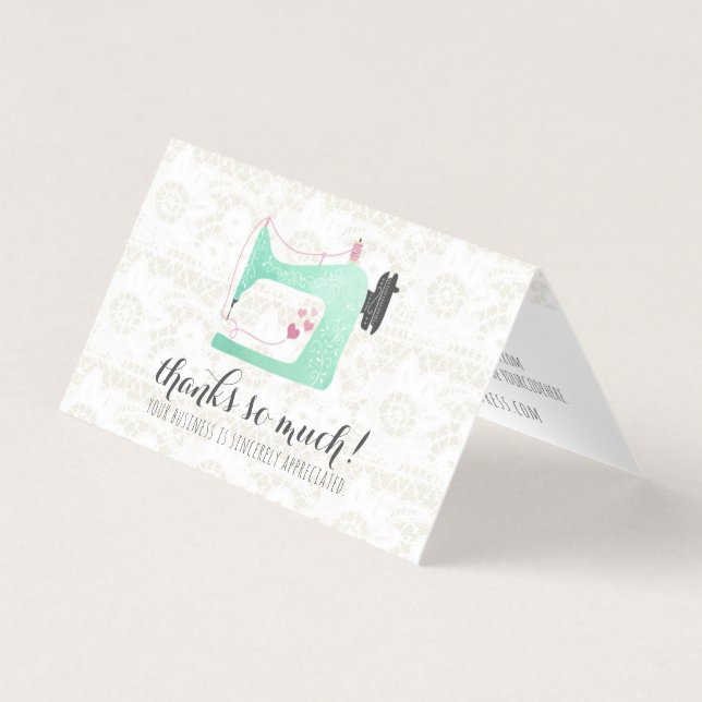 Tarjeta Máquina de Coser sobre Encaje Shabby Chic Agradeci (Anverso)