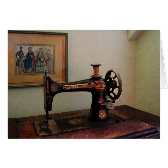 Tarjeta Máquina de coser y litografía