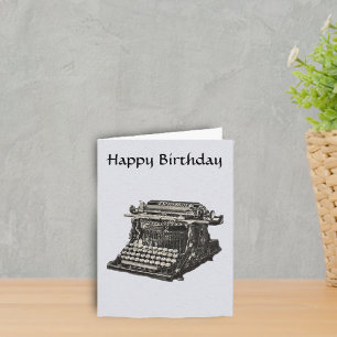 Tarjeta Máquina de Escribir Antigua Negra Cumpleaños Vinta