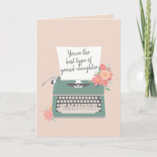 Tarjeta Máquina de escribir bonita y floral Mejor tipo nie