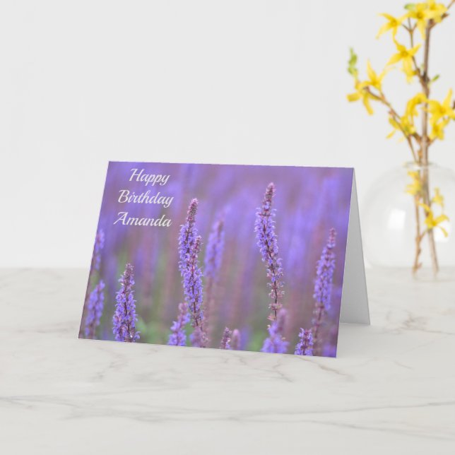 Tarjeta Mar de flores moradas en RHS Wisley (flor amarilla)