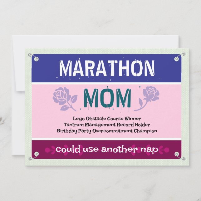 Tarjeta Maratón divertido rosa Día de la Madre (Anverso)
