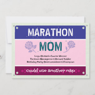 Tarjeta Maratón divertido rosa Día de la Madre