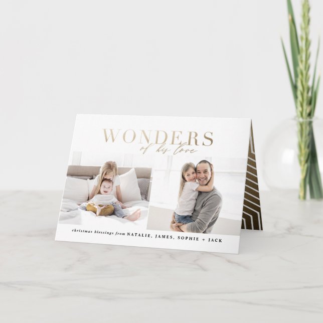 Tarjeta Maravillas de su amor oro multifoto religiosa (Anverso)