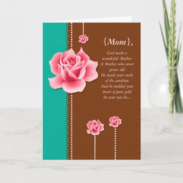 Tarjeta Maravillosa carta del Día de la Madre Elegante (Anverso)