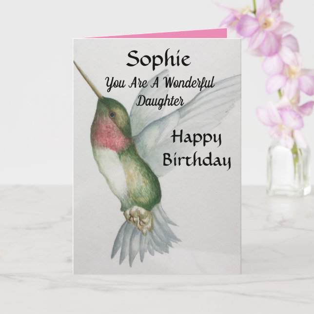 Tarjeta Maravillosa hija Cumpleaños Sweet Hummingbird (Orquídea)