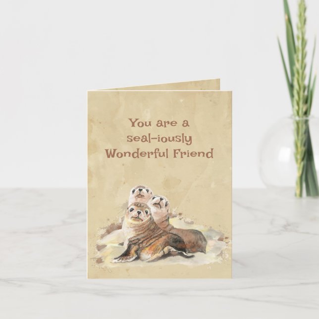 Tarjeta Maravilloso Amigo Seal Cumpleaños (Anverso)