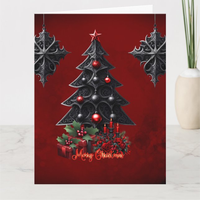 Tarjeta maravilloso árbol de navidad gótica (Anverso)