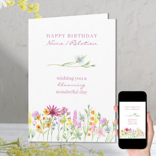 Tarjeta Maravilloso cumpleaños con flores silvestres en fl