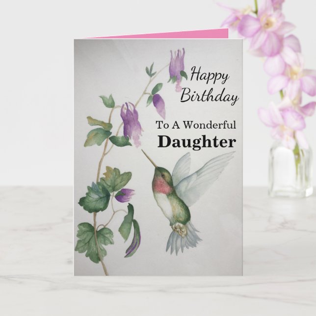 Tarjeta Maravilloso Día de la Hija Hummingbird Garden (Orquídea)