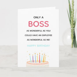 Tarjeta maravilloso jefe/gerente divertido pastel de cumpl