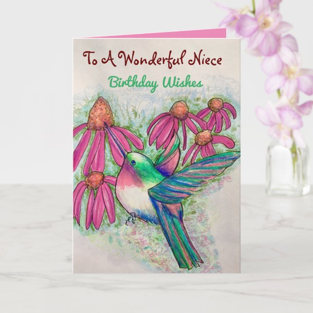 Tarjeta Maravilloso Nacimiento De Niña Colibrí (Orquídea)