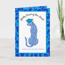 Tarjeta Maravilloso orgullo de graduación de leopardo azul