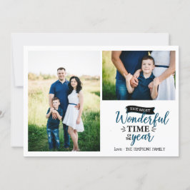 Tarjeta Maravilloso tiempo Blue plaid Holiday 2 collage de