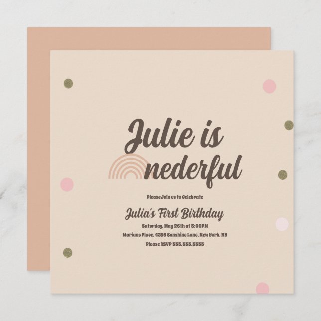 Tarjeta Maravillosos puntos del primer cumpleaños del arco (Anverso / Reverso)