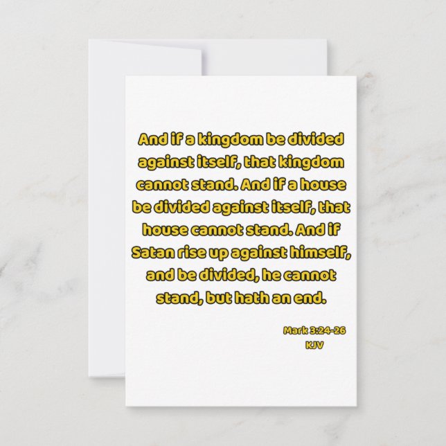 Tarjeta Marcar 3:24-26 KJV Bible Scripture Greeting (Anverso)