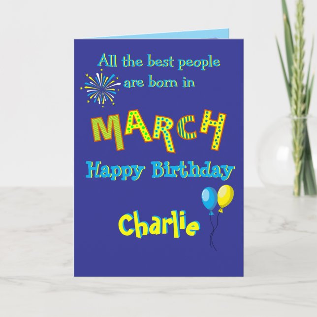 Tarjeta March Birthday Folded Greeting Card (Anverso)